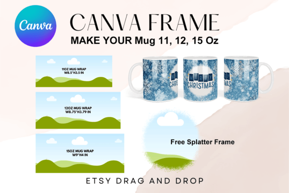 11oz 12oz 15oz Mug Canva Frame Template Graphics