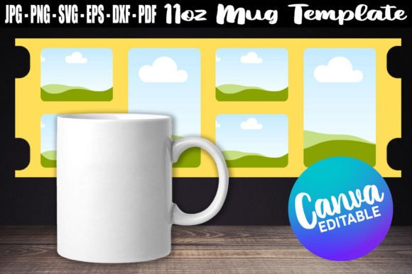 11oz Mug Template Canva Full Wrap SVG