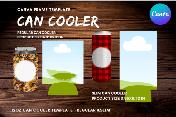 12oz Can Cooler Canva Frame Template: Graphics for Polished Publishing