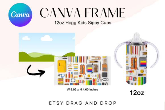 12Oz Hogg Kids Sippy Cups Canva Frame Graphics