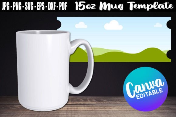 15oz Mug Template Canva Editable Graphics