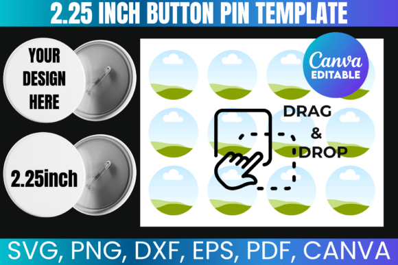 2.25 Inch Button Pin Canva Template: Graphics That Stick