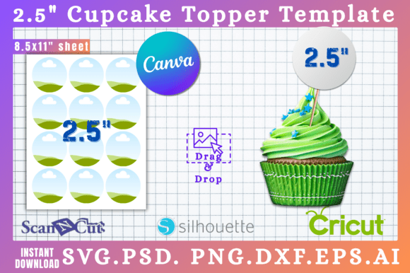 2.5 Round Cupcake Topper Canva Template: Graphics for Playful Editorial Design