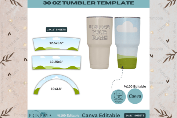 30oz Canva Tumbler Wrap Template 146 Graphics