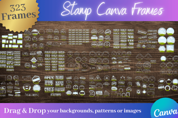 323 Postage Stamp Effect Canva Frames Graphics