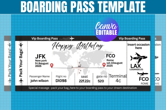Boarding Pass Canva Template: Graphics for Playful, On-Brand Moments