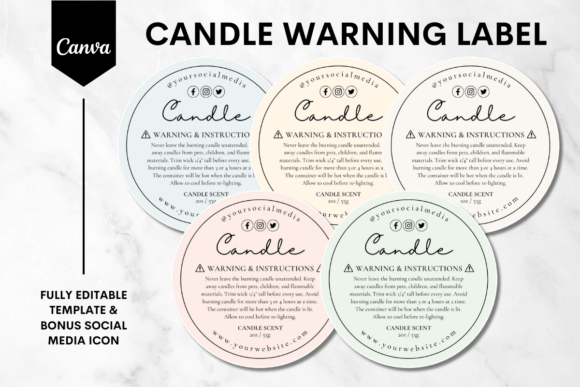 Candle Warning Label Canva Template 5: Graphics for Trusted Editorial Use