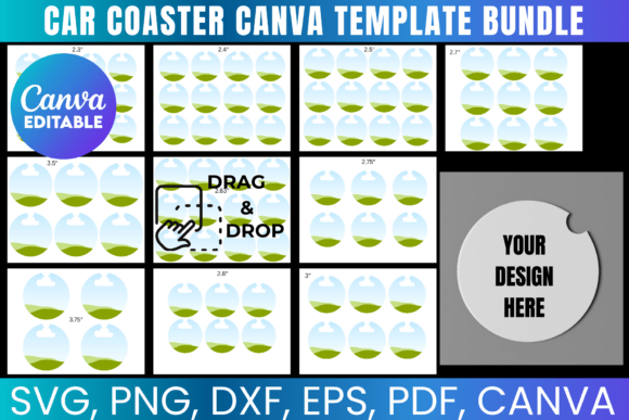 Car Coaster Canva Template Bundle: Graphics for Local Branding