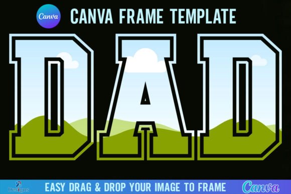 Dad Canva Frame Template Retro Varsity Graphics