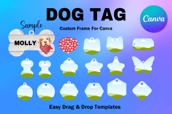 Dog Tag Canva Frame Template Pet Tag Graphics