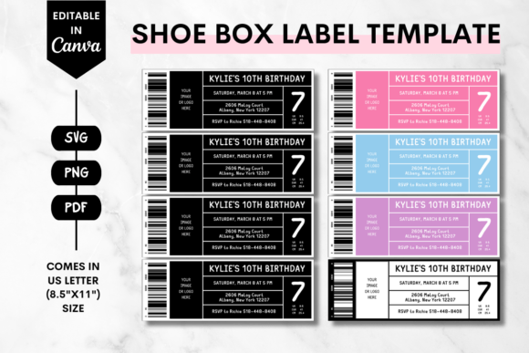 Editable Shoe Box Label Canva Template 2 Graphics