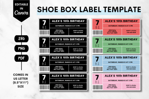 Editable Shoe Box Label Canva Template 3