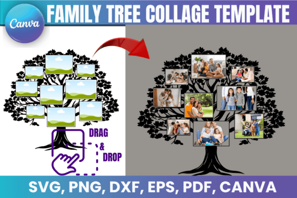Family Tree Collage Canva Template: Graphics for Warm, Story-Driven Branding