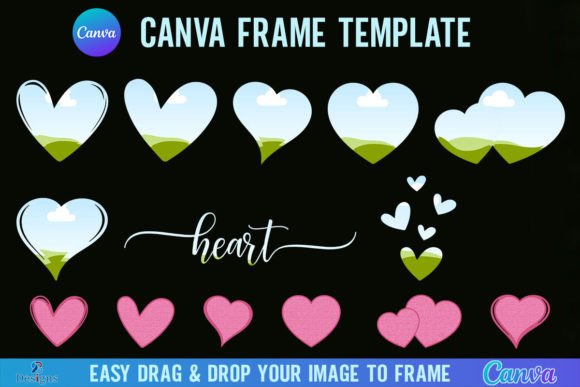 Heart Canva Frame Template Valentine Graphics