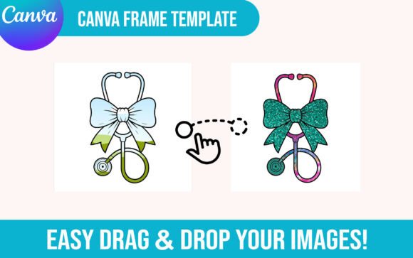 Nurse Coquette Bow CANVA Frame Template Graphics