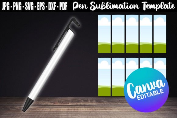 Pen Sublimation Canva Template PNG: Graphics for Handmade Branding