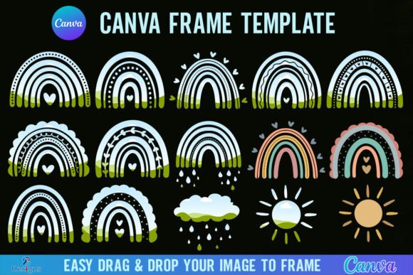 Rainbow Canva Frame Template Bundle