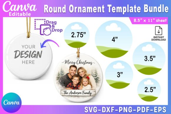 Round Ornament Canva Template Bundle: Graphics for Festive Editorial Design