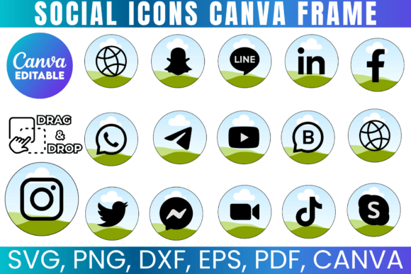 Social Media Icon Canva Template Bundle: Graphics for Sellers