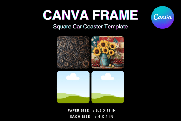 Square Car Coaster Canva Frame Template: Graphics for Real Local Branding